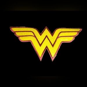Wonder Woman Yellow and Pink Iron On Patch Shimmery